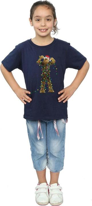 Actual product image Star Wars Girls Chewbacca Christmas Lights Cotton T-Shirt (116)