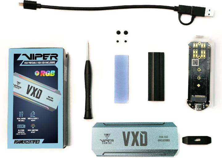 Produktbild Patriot ext Speichergehï¿½use fï¿½r NVMe SSD USB 3.2 RGB (M.2 2242, M.2 2230, M.2 2280, M.2 2260)