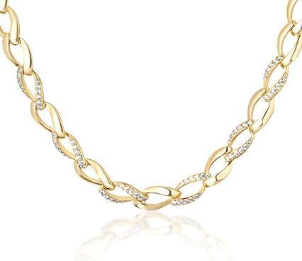 JVD Solid gold-plated chain with zircons SVLN0205SH2GO42