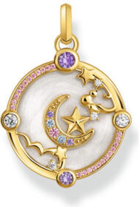 Produktbild Thomas Sabo Kettenanhänger mit Halbmond und bunten Steinen vergoldet (925er Silber, Emaille)