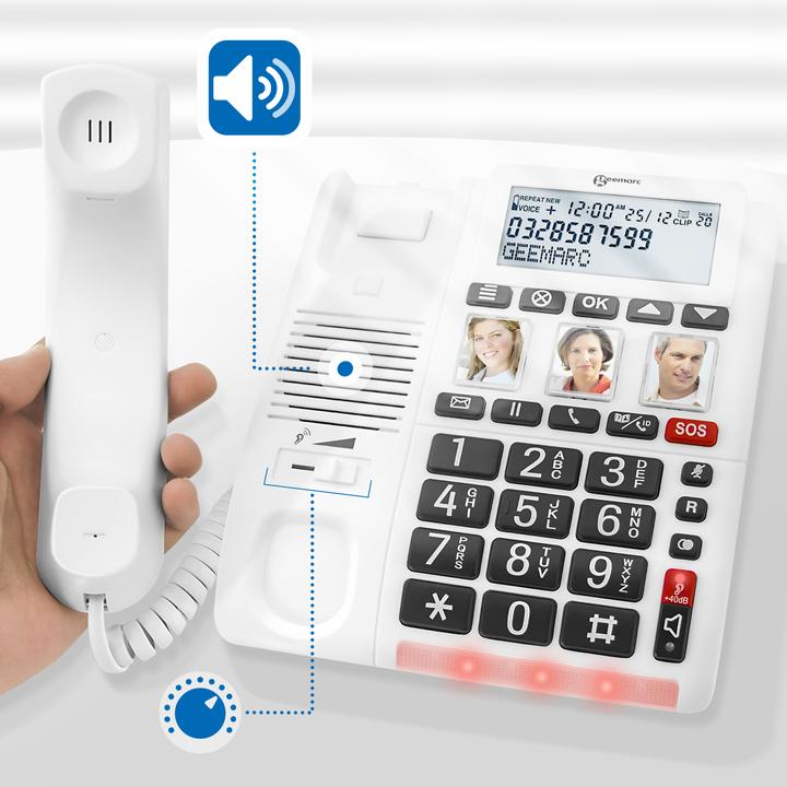 Actual product image Geemarc CL610 Corded emergency telephone with SOS wristband