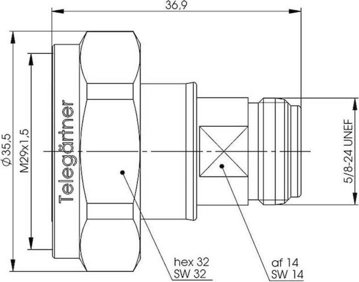 Image du produit Telegärtner Adaptateur coaxial 7-16-DIN mâle
