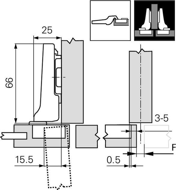 Actual product image Blum Pot hinges CLIP top mini hinge