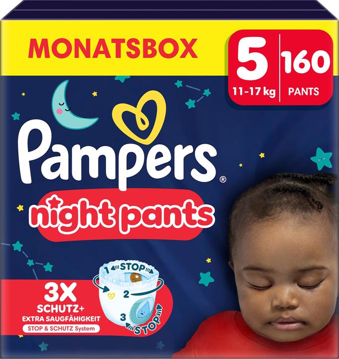 Actual product image Pampers Baby-Dry Night Pants (Size 5, Monthly box, 160 Piece)