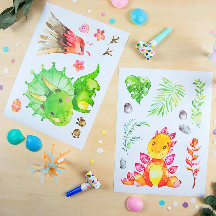 Immagine prodotto Papierdrachen Tatuaggi da parete - Dinosauri - Set 5 (2 x 22 x 32 cm)