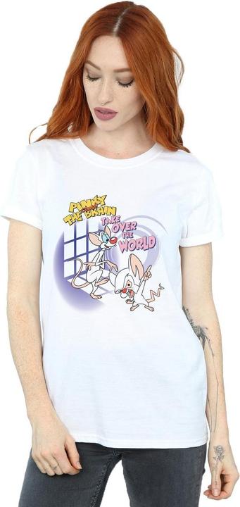 Actual product image Universal Textiles Womens/Ladies Pinky And The Brain Take Over The World Cotton Boyfriend T-Shirt (XL)