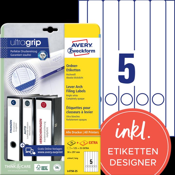 Actual product image Avery Folder labels