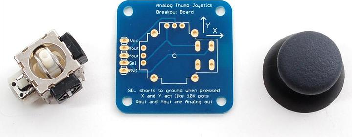 Actual product image Adafruit 2-axis thumb joystick with select button breako (Shield)