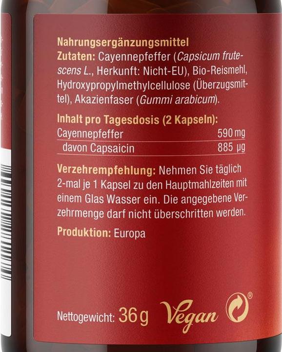 Immagine prodotto Effective Nature Capsaicina dal pepe di Caienna (60 Pezzo/i, Pillole)
