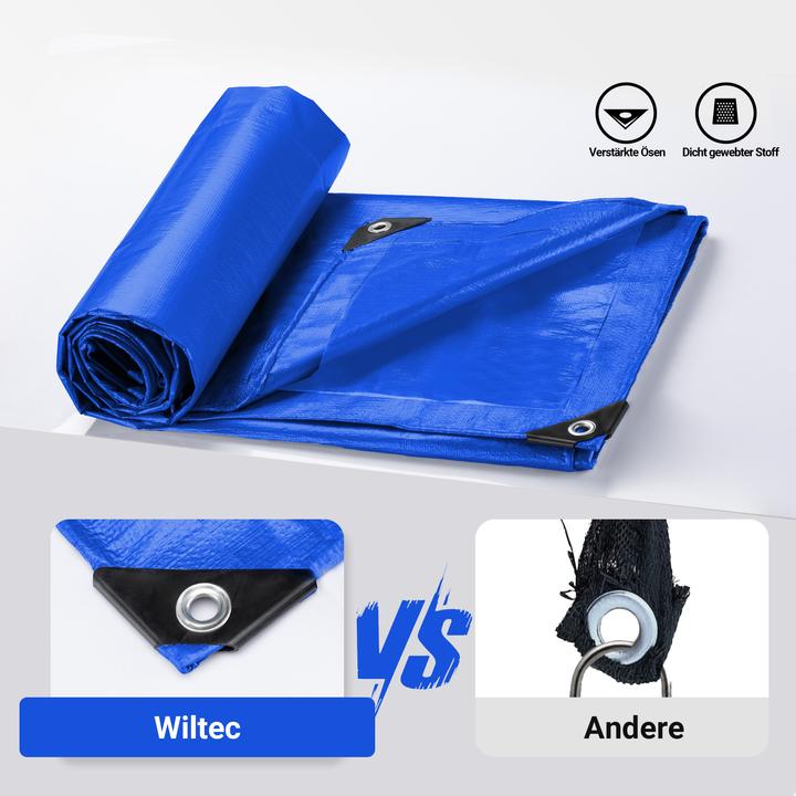 Immagine prodotto Wiltec Telone di copertura resistente alle intemperie blu 7x6m Telone PE con occhielli 240g/m² Telone da (7 x 6 m)