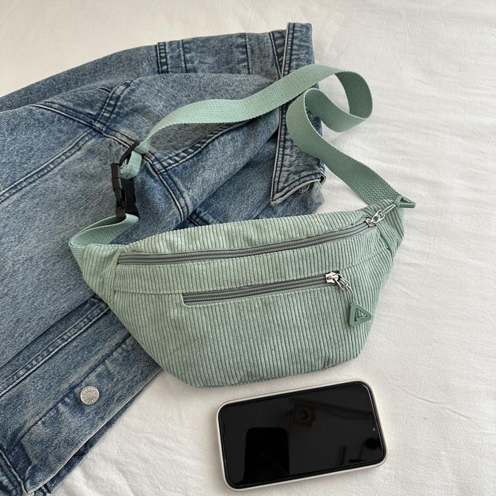 Produktbild Only-Bags.Store Stylische Cordtasche - Lässiger Fashion Sling Rucksack mit verstellbarem Gurt, Reissverschluss und