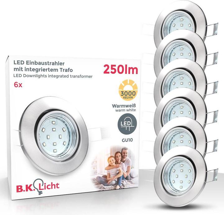 Produktbild B.K.Licht 6er Set Einbaustrahler (250 lm, GU10)