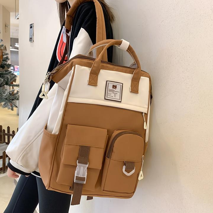 Image du produit Only-Bags.Store Style Sac à dos scolaire, grande capacité Colorblock utilisation quotidienne Sac à dos scolaire