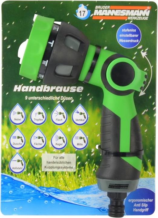 Mannesmann DUPLIKAT Multifunktions-Handbrause, 9 Einstellungen (Kreisregner)