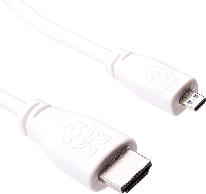 Image du produit Berrybase Câble officiel Raspberry Pi 4 Micro HDMI, blanc (1 m, HDMI)