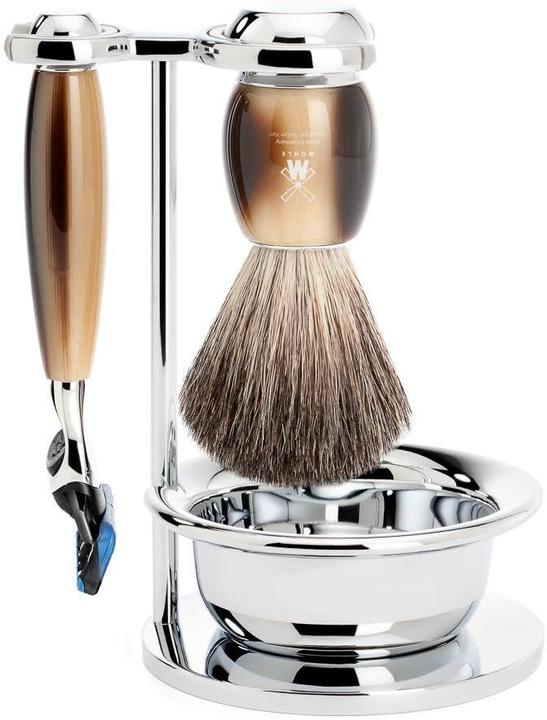 Image du produit Mühle Set de rasage, 4 pièces avec bol, blaireau en pur blaireau, rasoir 5 lames