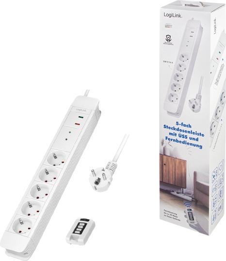 Image du produit LogiLink Multiprise,5xCEE 7/3 avec télécommande (5 x, CEE 7/3, 1.50 m)