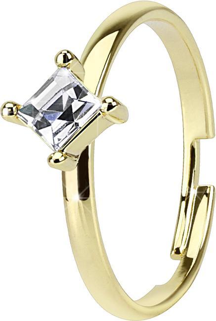 Star Piercing Ring vergoldet mit eckigem Kristall (57)