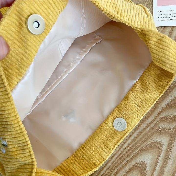 Image du produit Only-Bags.Store Sacs à bandoulière en velours côtelé, fourre-tout décontracté avec des marguerites, accessoire de