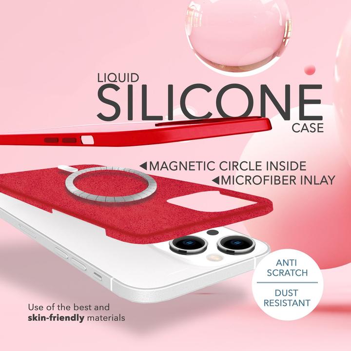 Image du produit Nalia Liquid Silicone Housse avec fonction MagSafe & 2x verre de protection d'écran (Apple iPhone 14)