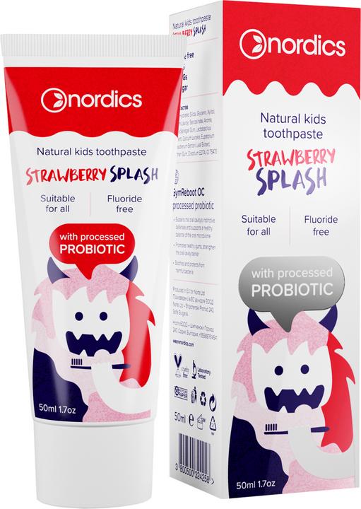 Immagine prodotto Nordics Dentifricio per bambini Strawberry Splasch probiotico senza fluoro (50 ml)