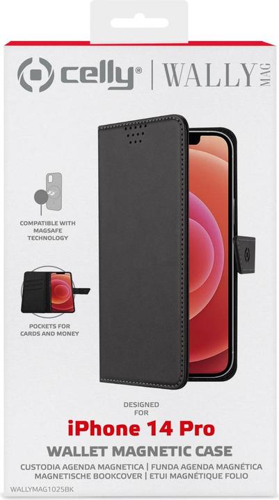 Produktbild Celly Wallymag, Wallet case, Apple, iPhone 14 Pro, 15.5 cm (6.1"), Black (Apple iPhone 14 Pro)