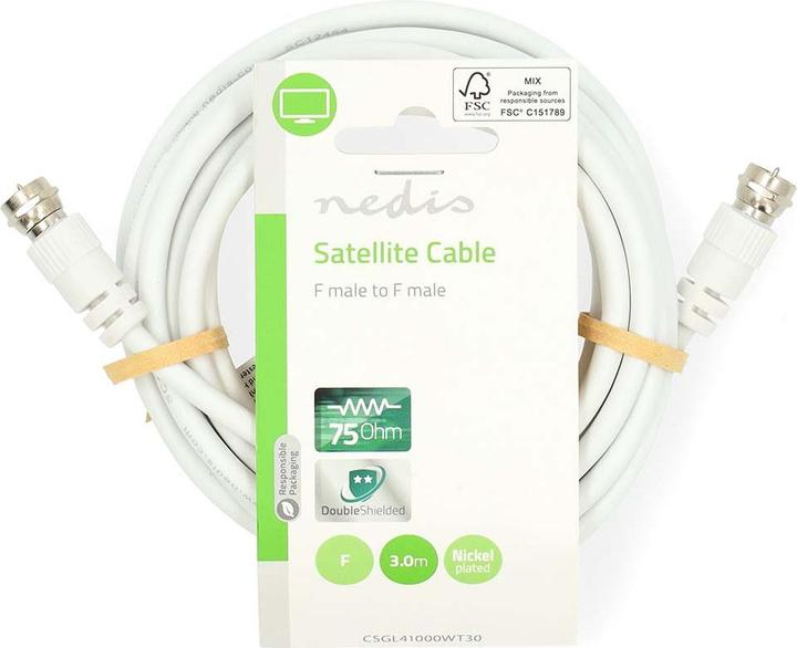 Immagine prodotto Nedis Cavo satellite e antenna | Spina F | Spina F | Nichelato | 75 Ohm | Doppia schermatura (75 dB, Cavi antenna)