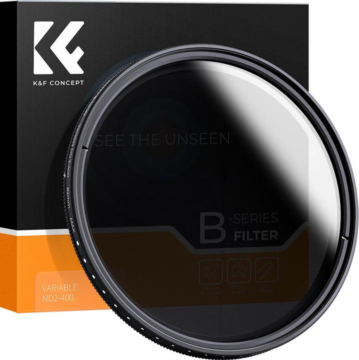 Image du produit K&F Concept Filtre pour objectif 37MM ND2-ND400 variable (1-9 diaphragmes), filtre à densité neutre ajustable (Filtre de couleur neutre)