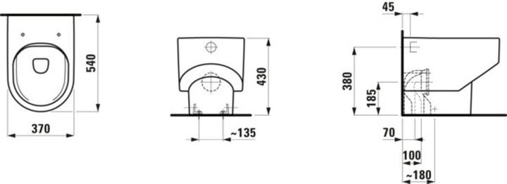 Actual product image Laufen Running Sonar Stand-WC rimless, wash-out, outlet horizontal or vertical