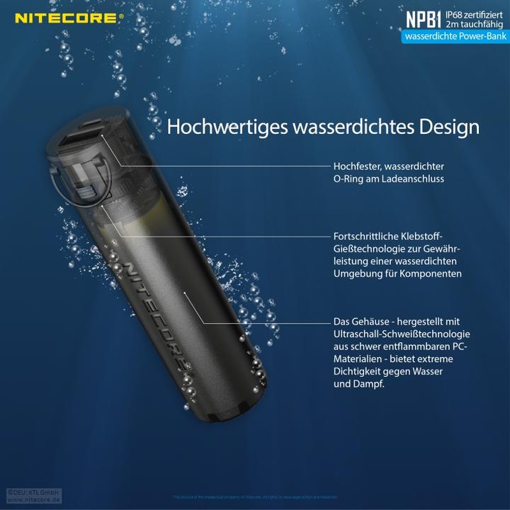 Produktbild Nitecore Powerbank NPB1 - 5000mAh, wasserdicht (5000 mAh, 18 W, 18.50 Wh)