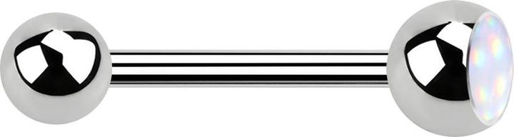 Actual product image Star Piercing Barbell silber mit Kugel und Kugel Epoxidstein weiss (without brass, Surgical steel 316L)