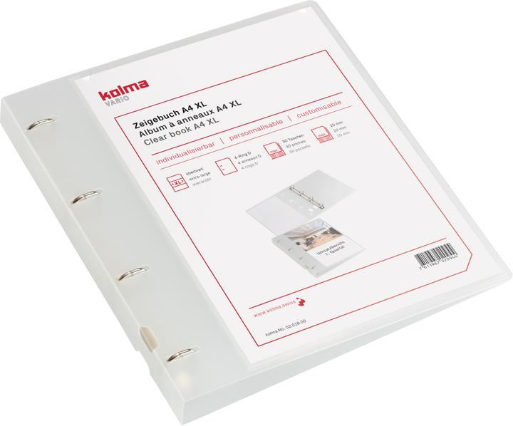 Produktbild Kolma Zeigebuch Vario A4 XL 4 Ringe Füllhöhe 2 cm farblos (A4, 29 mm, 1 Stück)