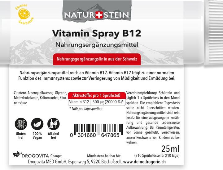 Nährwerte und Zutaten Naturstein B12 (1 Stück, Spray, 40 g)