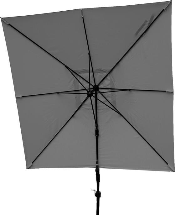 Produktbild Swisshandel24 Gastronomie-Ampelschirm, 3x3m (Ø4,24m) schwenkbar drehbar, Polyester/Alu 31kg, anthrazit mit Ständer (3 m)