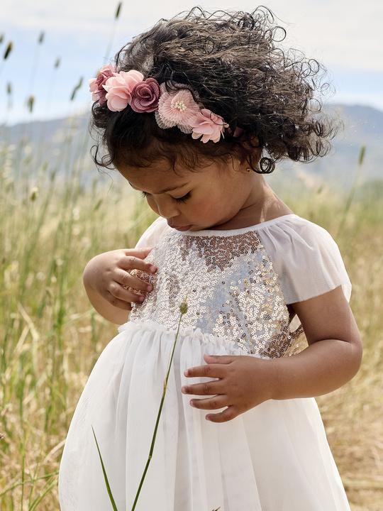 Produktbild Vertbaudet Kurzärmeliges Mädchen Festkleid mit Pailletten (92)