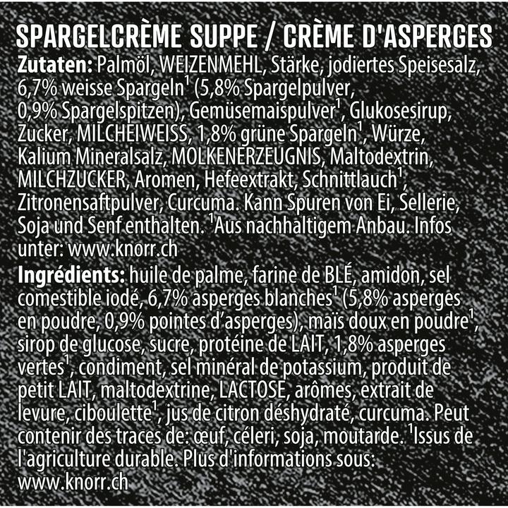 Nährwerte und Zutaten Knorr Suprême Spargelcrèmesuppe