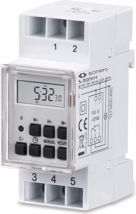 Produktbild Sonero Digitale Zeitschaltuhr S-DOTH10, 3500 W, DIN-Schiene, weiss