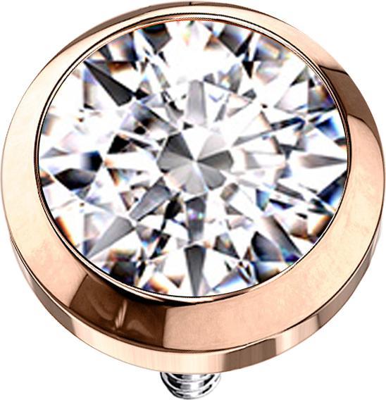 Image du produit Star Piercing Dermal Anchor rose doré avec cristal argenté (Acier chirurgical 316L, sans laiton)