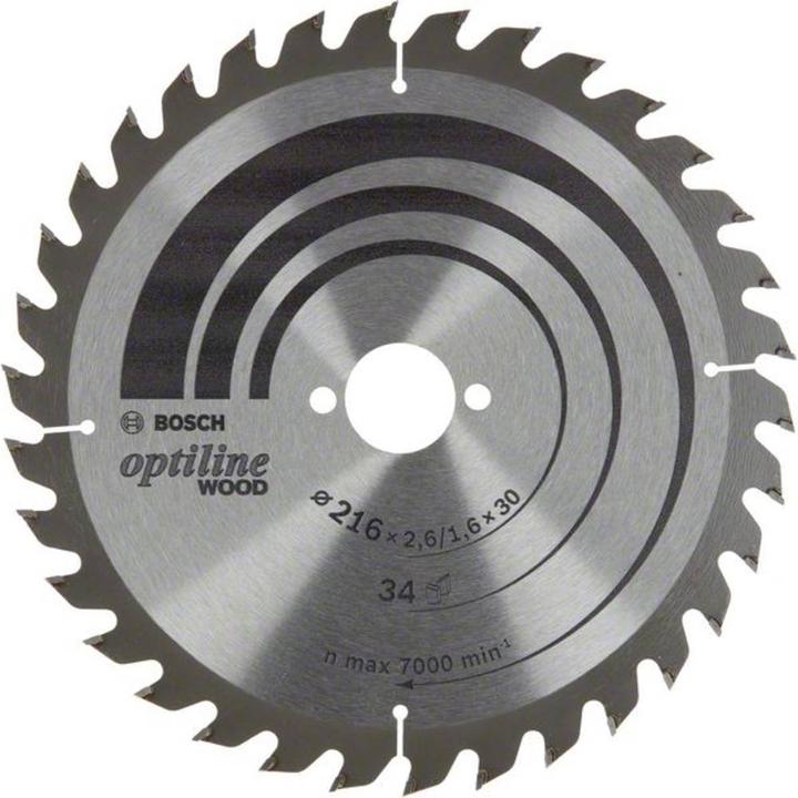 Productafbeelding Bosch Professional Zubehör Cirkelzaagblad Optiline Wood Ø 216 x 30 x 2,6/1,6,34