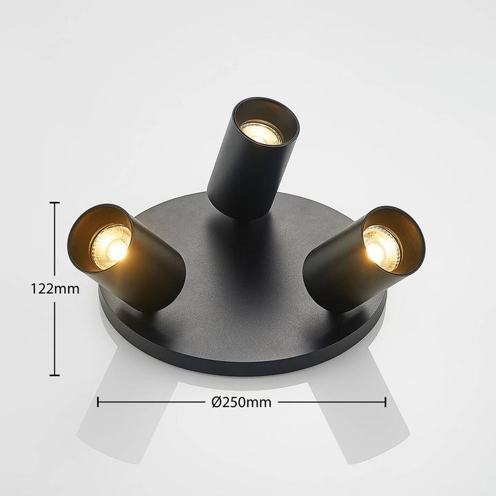 Actual product image Arcchio Brinja ceiling spotlight, round 3-light, black (GU10)