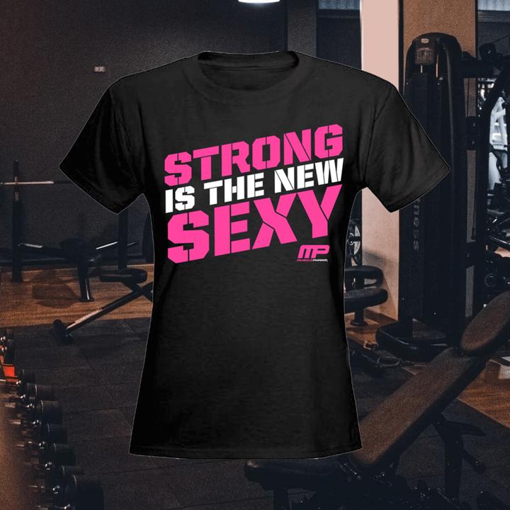 Image du produit MP Womens Crew Neck Strong is the new Sexy Black-Hot Pink (XS)