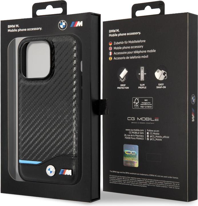 Image du produit BMW Étui BMHCP14L22NBCK iPhone 14 Pro 6,1" czarny/black Leather Carbon (Apple iPhone 14 Pro)