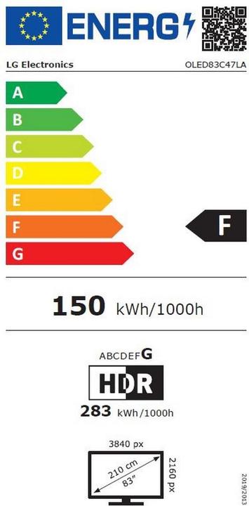 Etichetta energetica LG OLED83C47LA (83", C4, OLED, 4K, 2024)