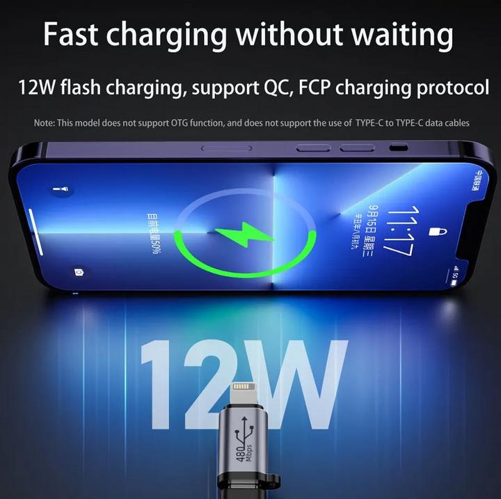 Produktbild PhoneLook Micro USB zu Lightning Hochwertiger Lade-Adapter Stecker Datentransfer 480Mbps (Micro USB, Lightning)