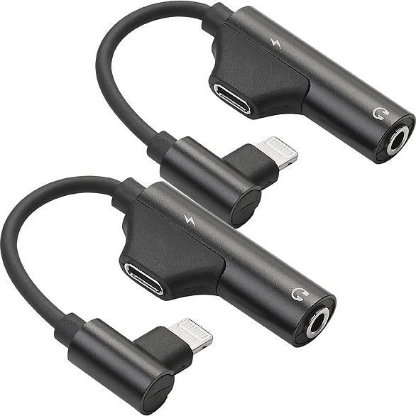 Image du produit Auvisio Lot de 2 adaptateurs casque/chargeur pour iPhone (Jack 3.5mm, Lightning)