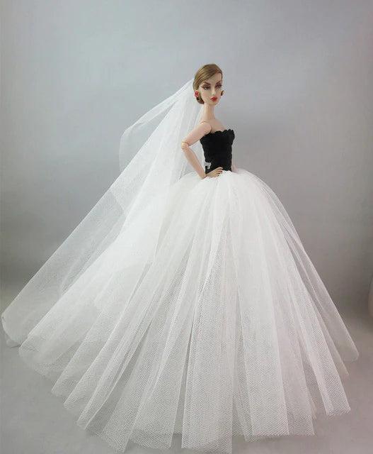 Produktbild Hermex Hochzeitskleid Mode für Barbie Puppen Kleider Zubehör Weiss Schwarz
