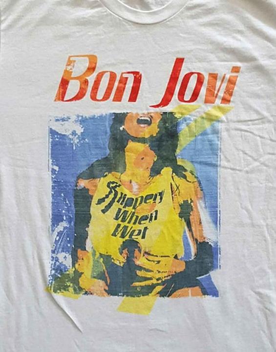 Image du produit Bon Jovi Unisexe Adulte Slippery When Wet Original Cover Cotton T-shirt (S)