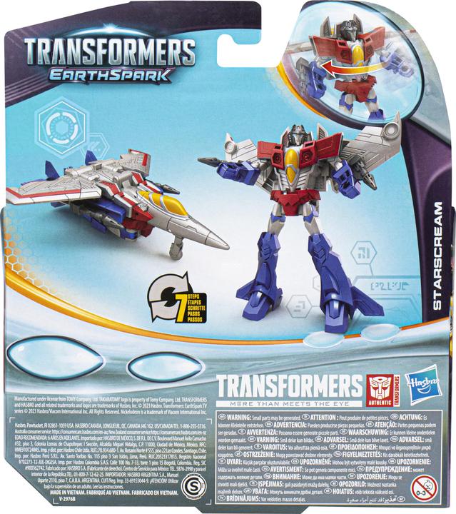 Actual product image Hasbro Transformers toy EarthSpark Warrior-Class Starscream action figure, robot toy for kids