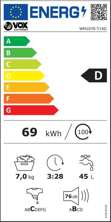 Energie-Label Vox WM 1070-T14D (7 kg, Links)