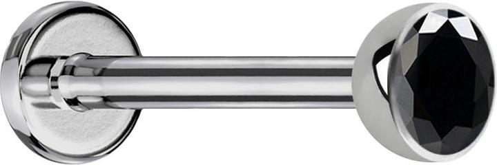 Actual product image Star Piercing Micro labret silver with hemisphere crystal black (Titanium G23, without brass)